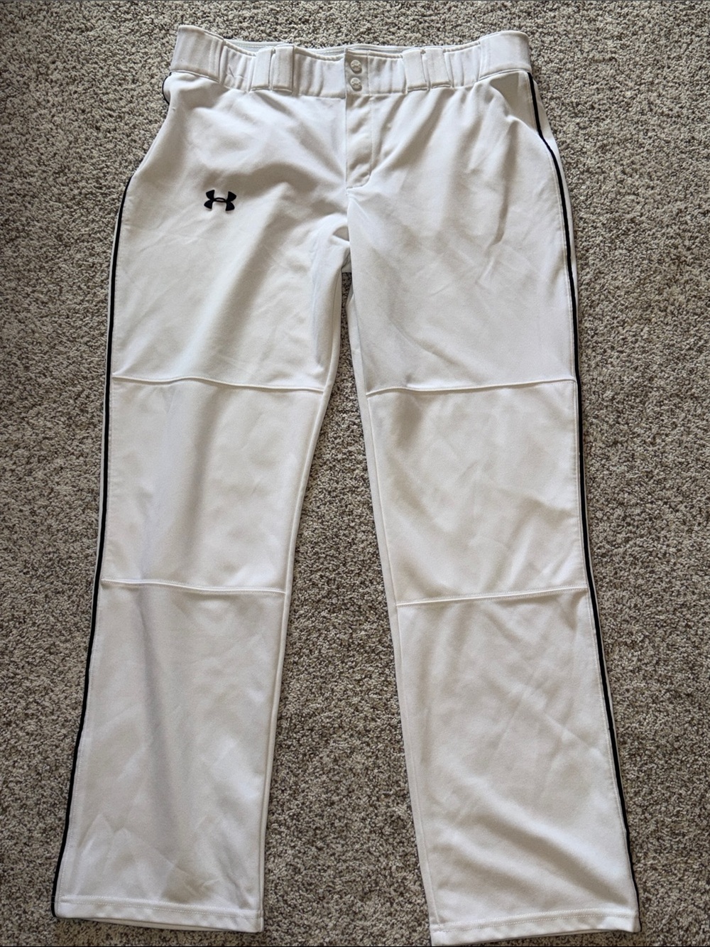 Under Armour White Men's Baseball/Softball Pants with Black Piping
